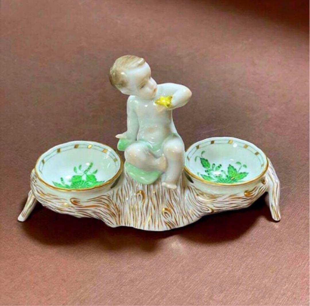 HEREND ヘレンドアポニーグリーンエンジェルセラーソルト＆ペッパー