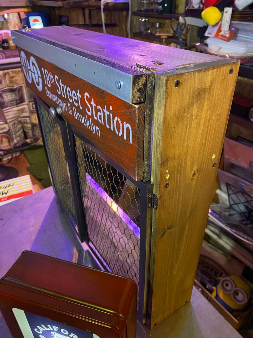 照明付き棚 アメリカン インダストリアル ROUTE66 置き型 壁掛け 両用