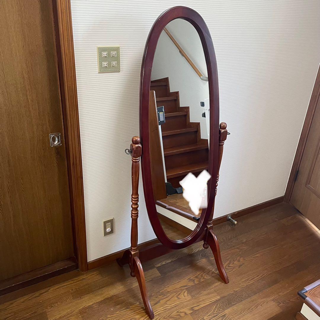 アンティーク調 オーバル型 ヴィンテージ レトロ スタンドミラー 木製 姿鏡 アンティーク オーバル型 ヴィンテージ レトロ スタンドミラー 木製 姿