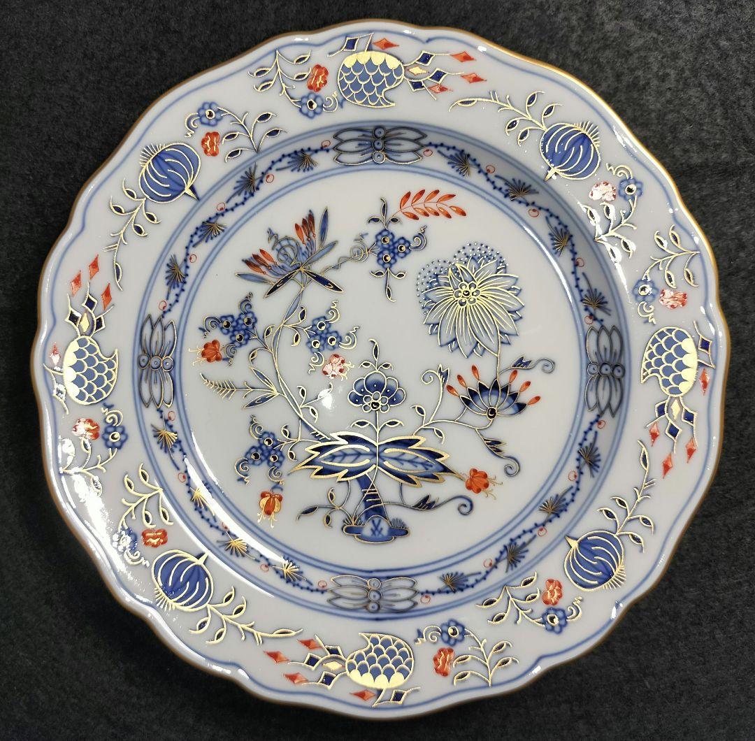 新品《18cm》最高峰一級品 Meissen マイセン 朱金オニオン プレート皿