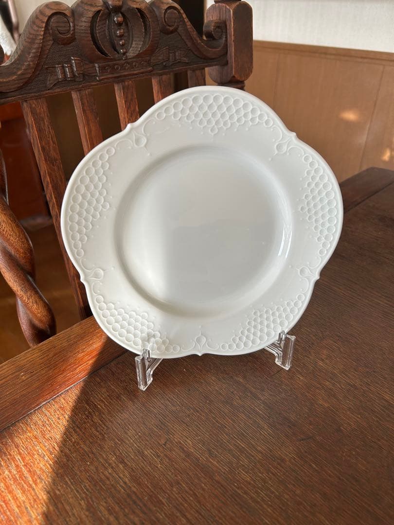 マイセン　皿　ホワイトレリーフペア マイセン 波の戯れ ホワイト ペアケーキプレート 000000/29470/2P | 波