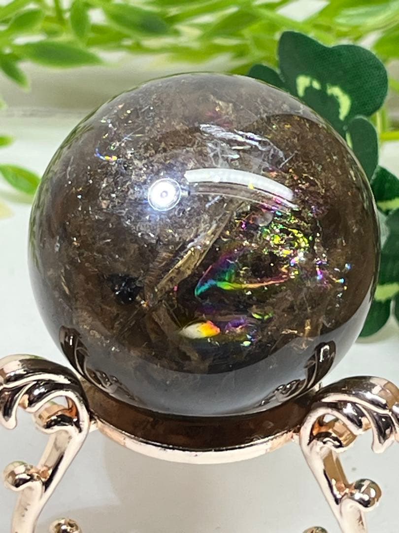 天然石 スモーキークォーツア アゼツライト スフィア 爆虹⭐️1813