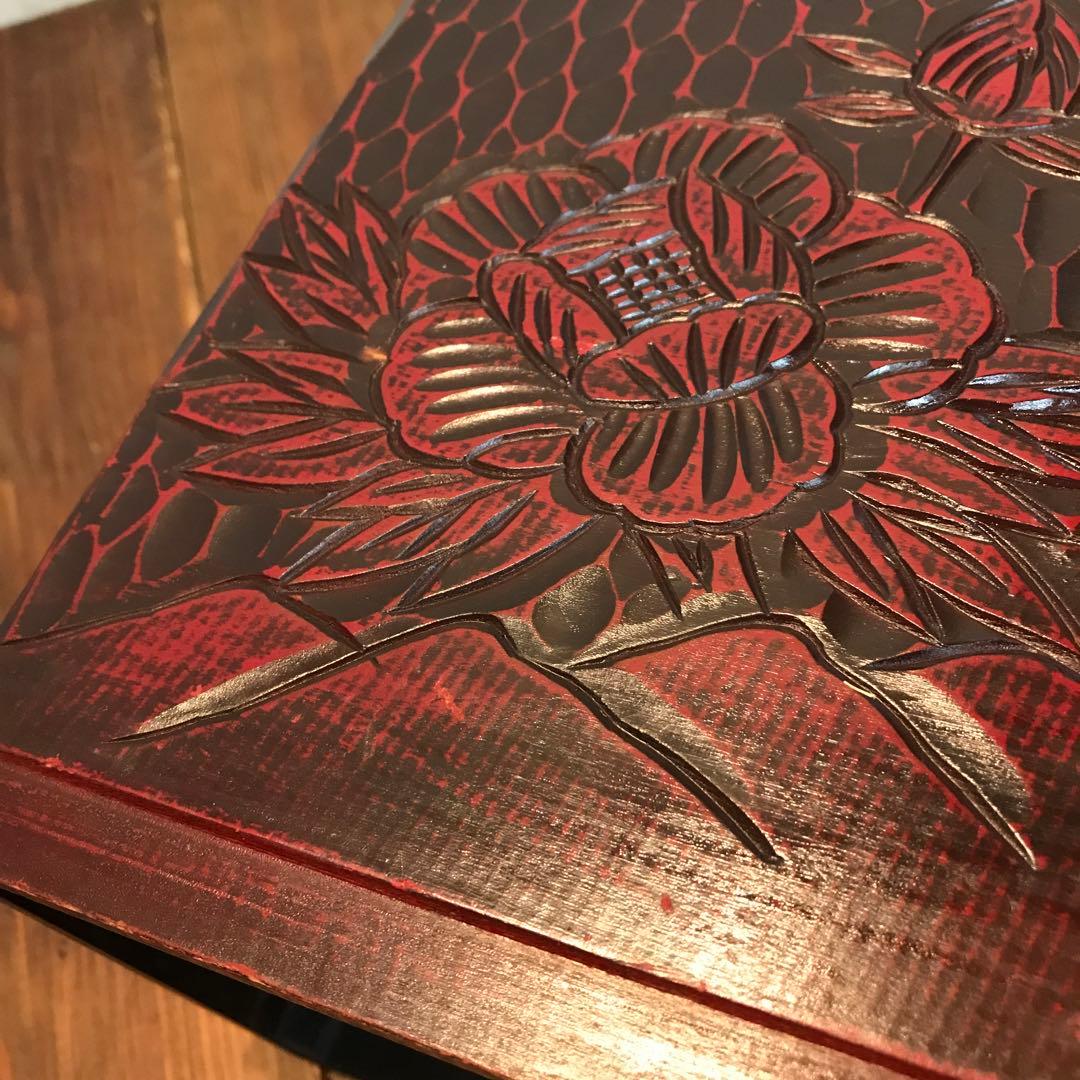 美品 木製 鎌倉彫 ゴミ箱 ダストボックス くず入れ 和雑貨 ごみ箱