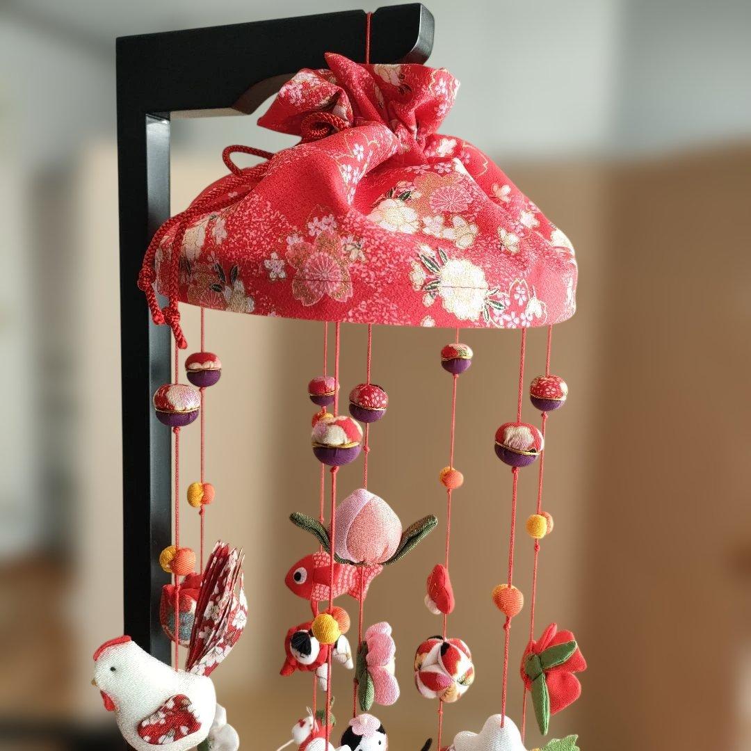 ひな祭り 吊るし飾り(みやび) 赤 高さ(80cm) オンライン