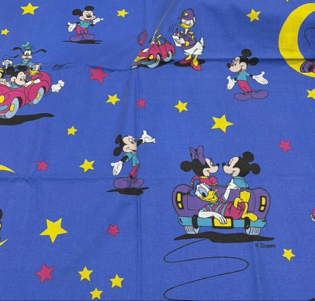 ビンテージシーツ ディズニーミッキー 夜空 生地 約137cm x 84cm