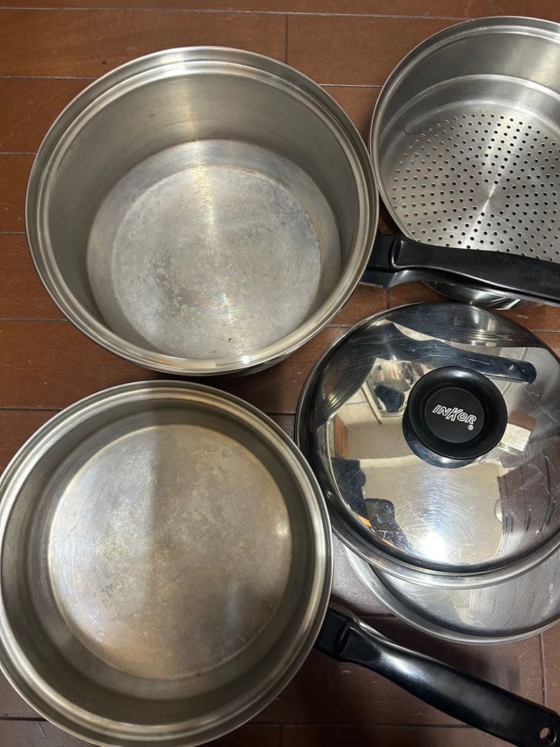 IH対応セット インコア INKOR(3コート・小フライパン・蒸しパン・蓋1つ