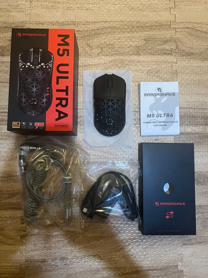MAMBASNAKE M5Ultra ゲーミングマウス 黒　新品　FPSTPS Amazon.com: MAMBASNAKE M5 Ultra Carbon Fiber 8000Hz Wireless