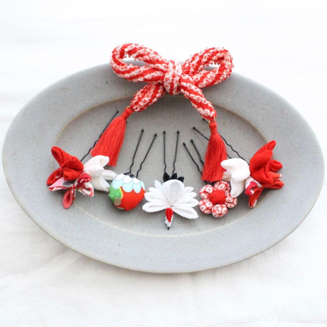 338. 髪飾り 鶴 花 リボン 子供 着物 七五三 ひなまつり 卒業式 - メルカリ