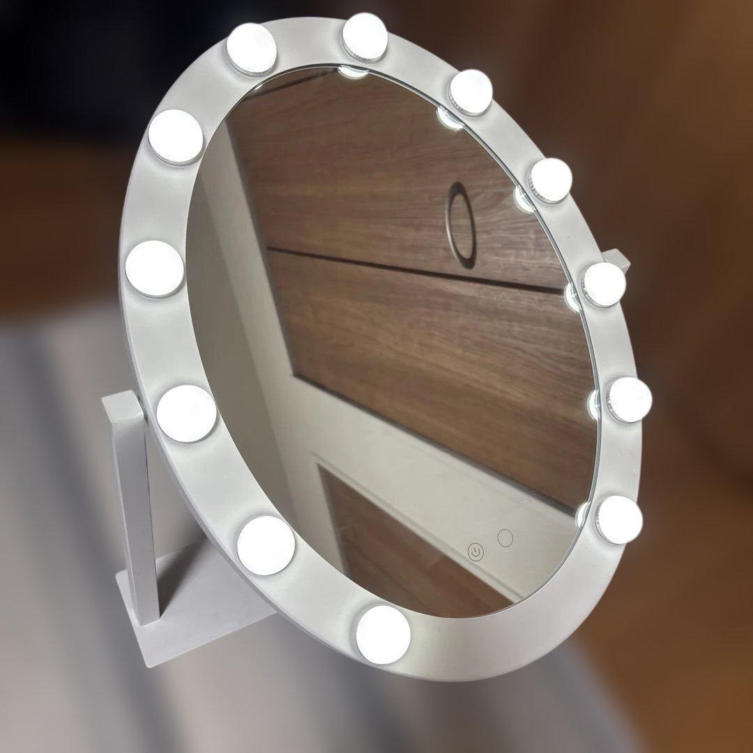 美品】フッツェ ハリウッドミラー ラウンドL ホワイト Francfranc