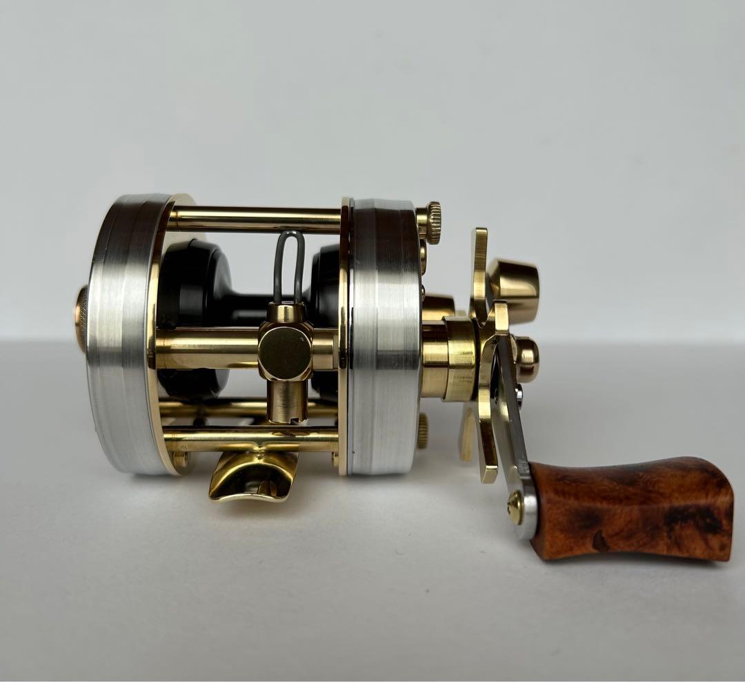 注 Abu 1500c 左ハンドルアルミ素地真鍮カスタム アブ アンバサダー