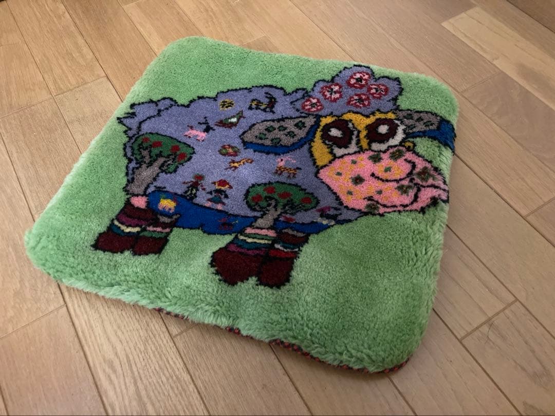 未使用品　1点もの　アートギャッベ　座布団カバー　クッションカバー　ペルシャ絨毯 未使用品 1点もの アートギャッベ 座布団カバー クッションカバー