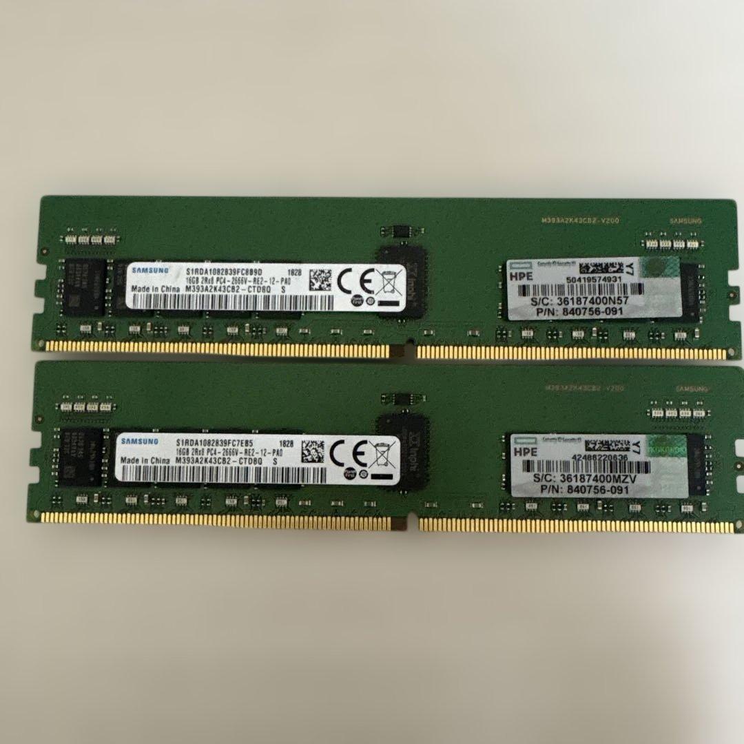 SAMSUNG 16GB メモリ PC4-2666V 2枚 - メルカリ