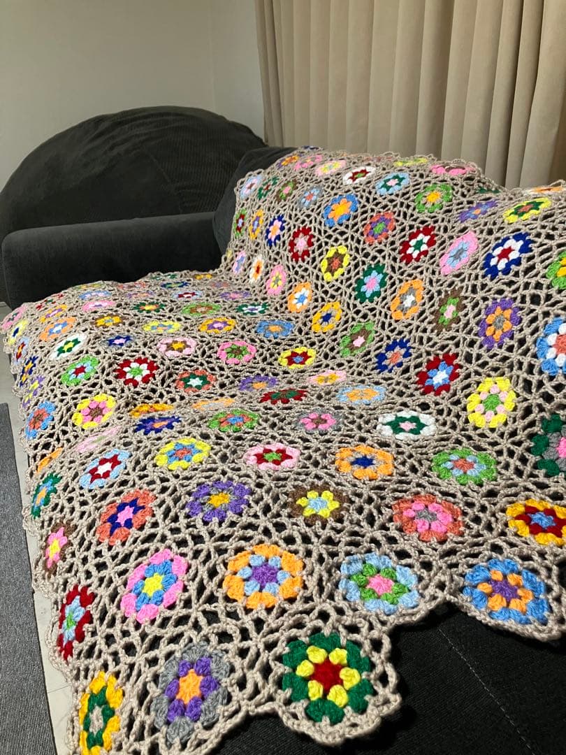 かぎ針編み ソファーカバー ベッドカバー マルチカバー 手編み