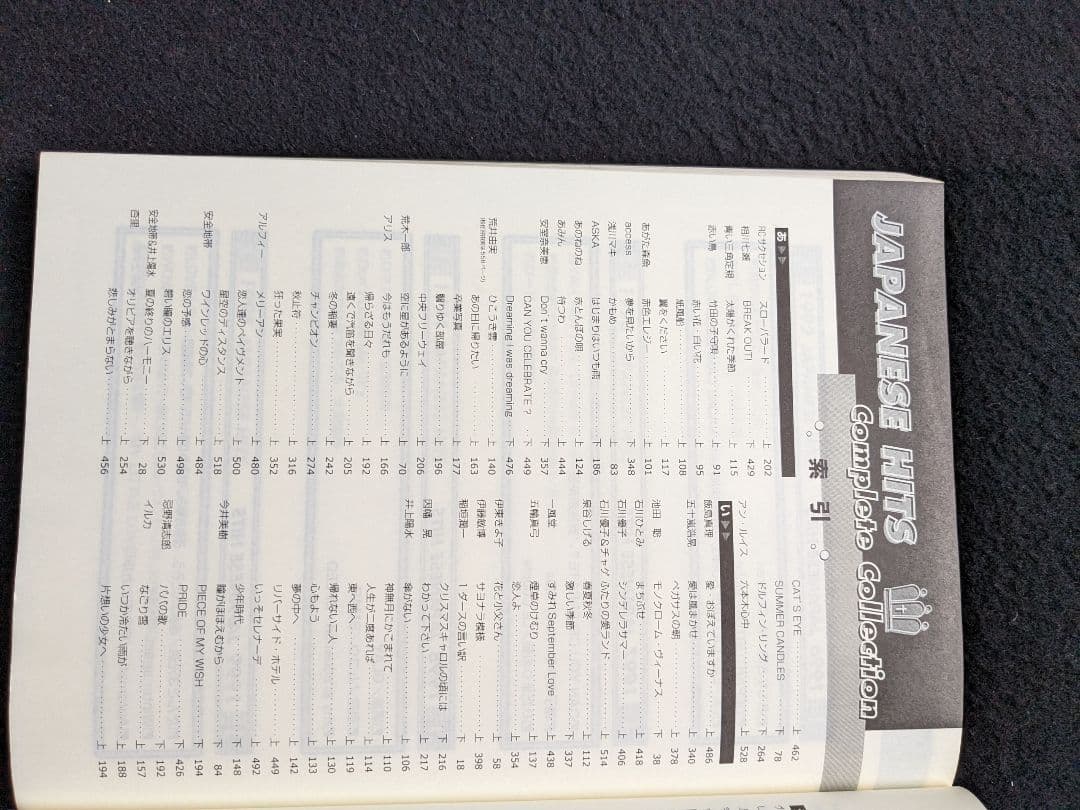 ジャパニーズヒット大全集　荒井由実　杏里　大滝詠一　ZARD　山下達郎　楽譜