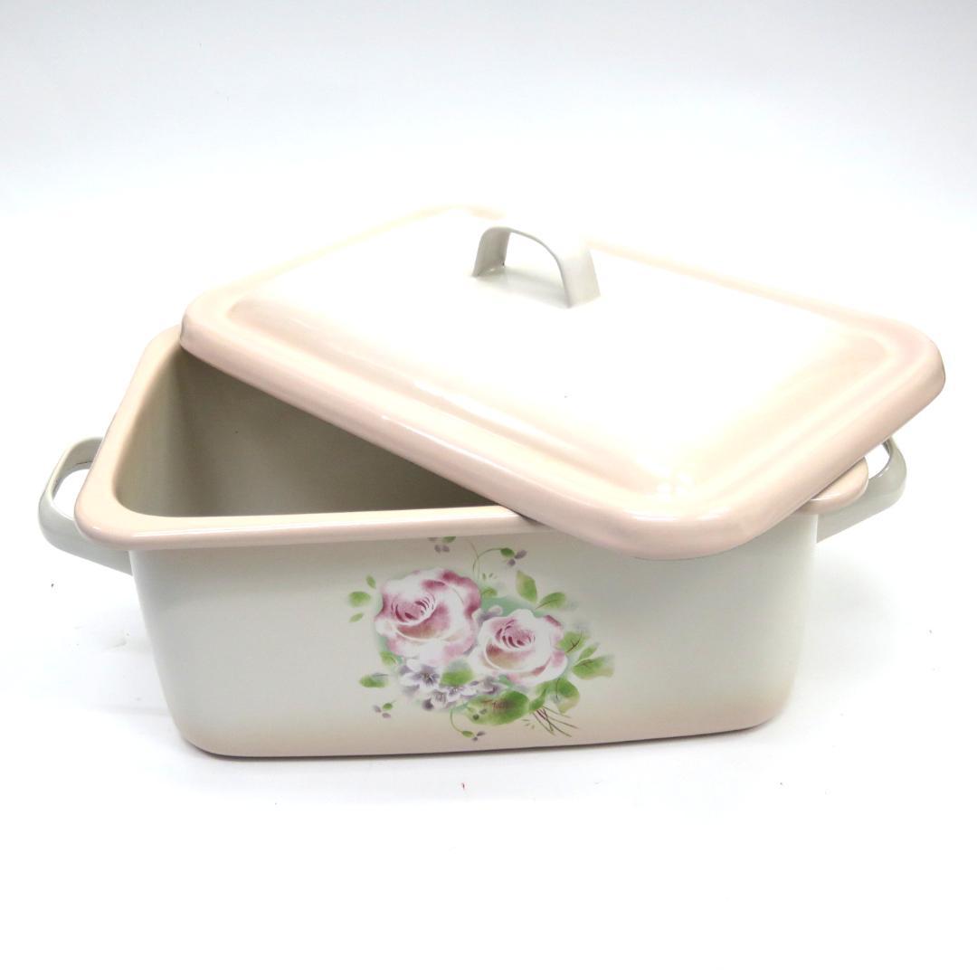 IMANE イマン オデット スクエアストッカー ホーロー ワイド 22cm