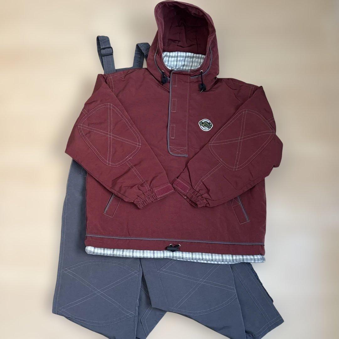 ピンクターン　スキーウェア　上下セット　ボルドー×グレー　Lサイズ スノーボード ウェア 上下セット メンズ 保温 防寒 レディース 大きい