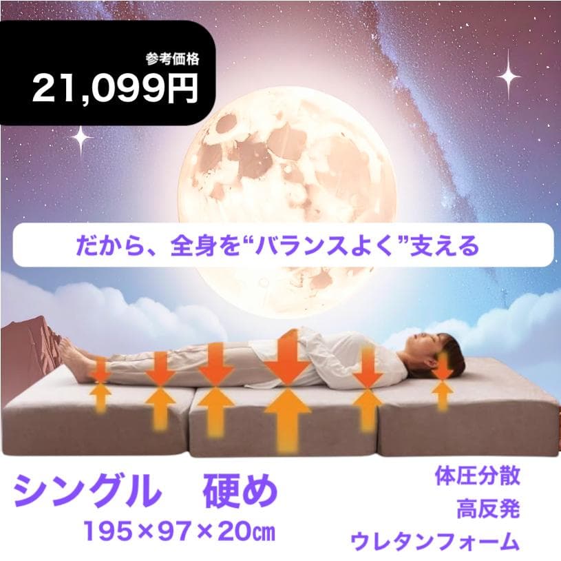 新品⭐️極厚20㎝　重めの体重をしっかり支える硬さ！高反発ウレタンマットレス リコメン堂 高反発マットレス セミシングル 極厚20cm 高密度 30D 高