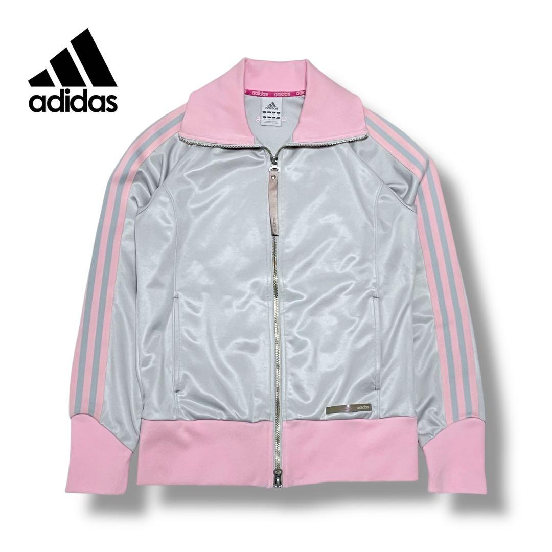 y2k adidas アディダス トラックジャケット ジャージ グレー ピンク