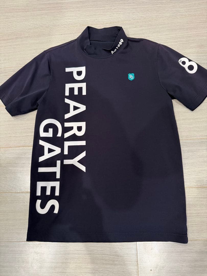 パーリーゲイツ モックネック半袖シャツ サイズ5 ネイビー 日本製