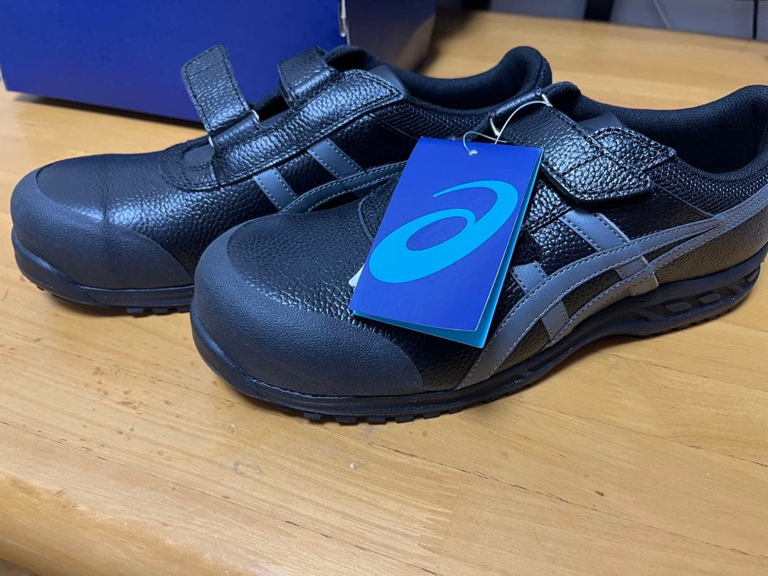 ASICS ブラック 安全靴 ベルクロ式 - メルカリ