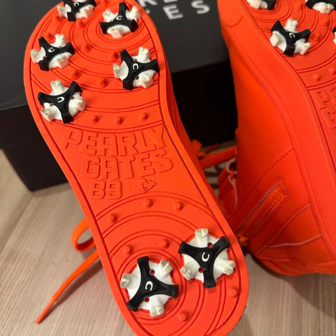 【超美品】パーリーゲイツ ゴルフシューズ ハイカット オレンジ 22.5cm