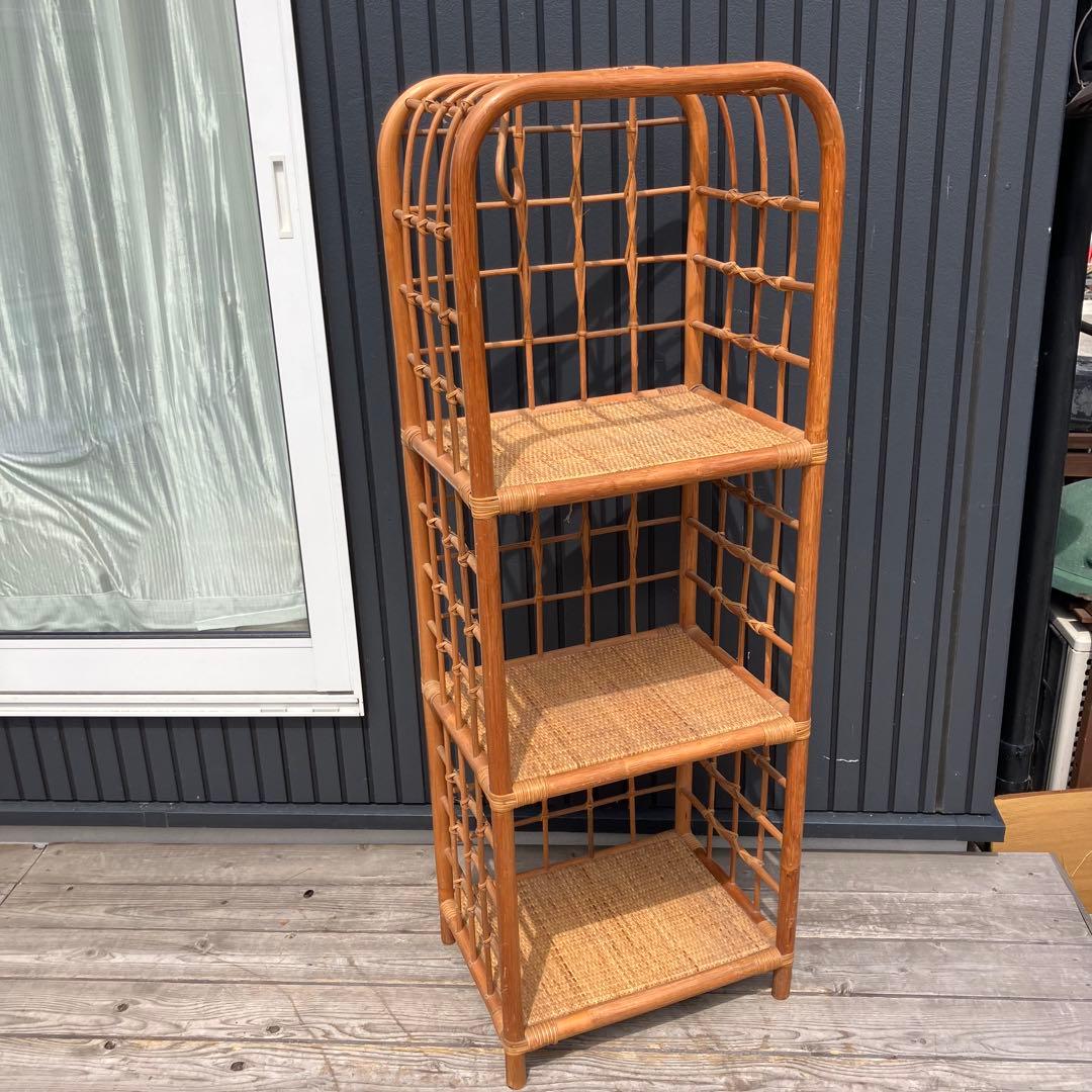 昭和レトロ アーチ型 3段ラタンラック オープンシェルフ 飾り棚