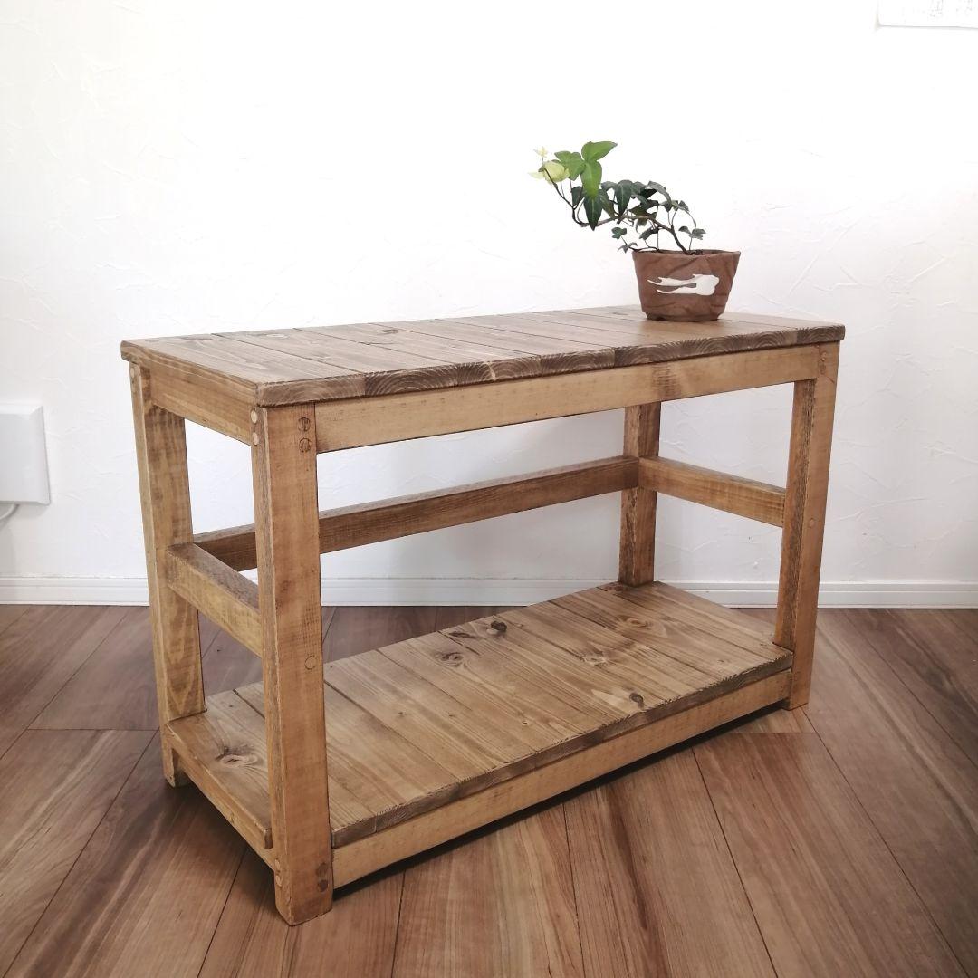 ハンドメイド シェルフベンチ ※おまけ付き ☆送料無料☆ベンチスタイルシェルフ 無塗装 本棚・絵本棚・マガジン