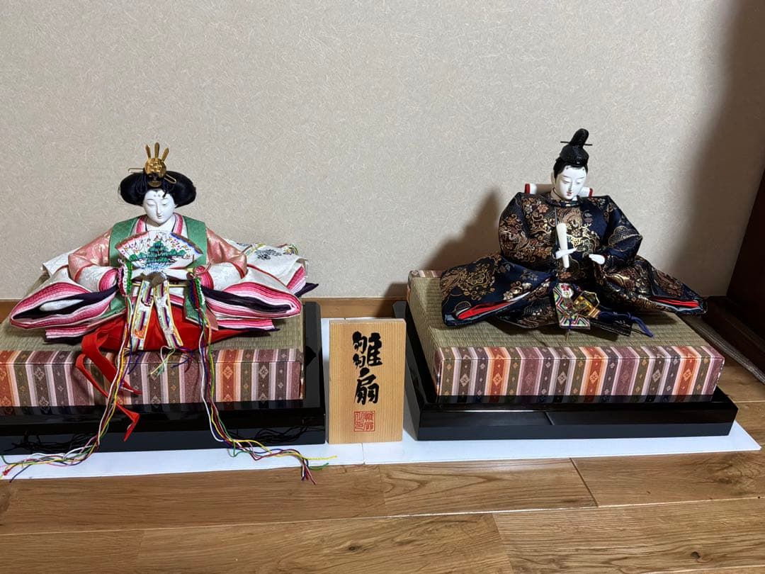 雛人形セット 男女2体 雛人形 コンパクト ミニ サイズ 親王 ケース入り 親王飾り 二人飾り 花