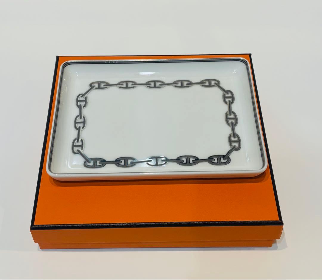 HERMES エルメス シェーヌダンクル トレー プラチナ 皿 食器 小物入