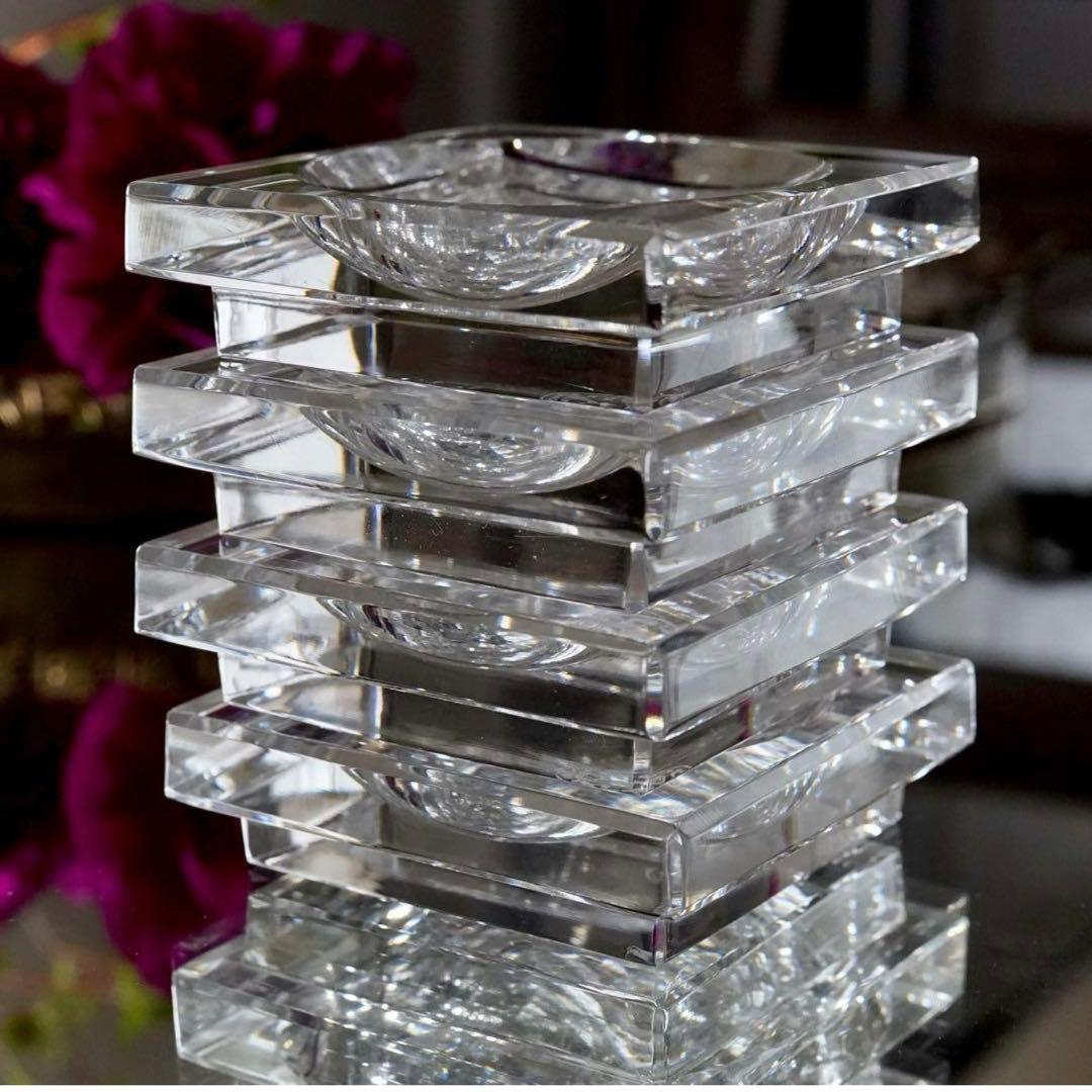 美品★オ－ルドバカラBACCARAT★バターディッシュ 皿★調味料 塩入れ★4客 Baccarat バカラ ミルニュイ ディッシュ ペア 13cm 名入れ彫刻代込み