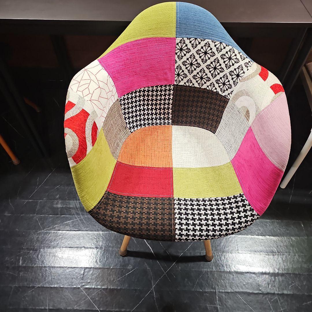 カラフル パッチワーク アームチェア 楽天市場】パッチワークチェア 1脚 ファブリック アームチェア 肘付き