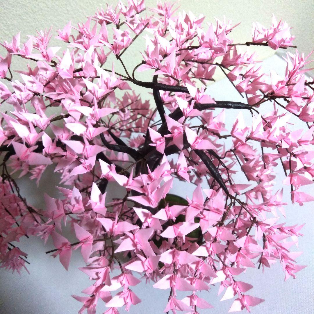 折り鶴盆栽【しだれ桜盆栽 薄ピンク】 - メルカリ