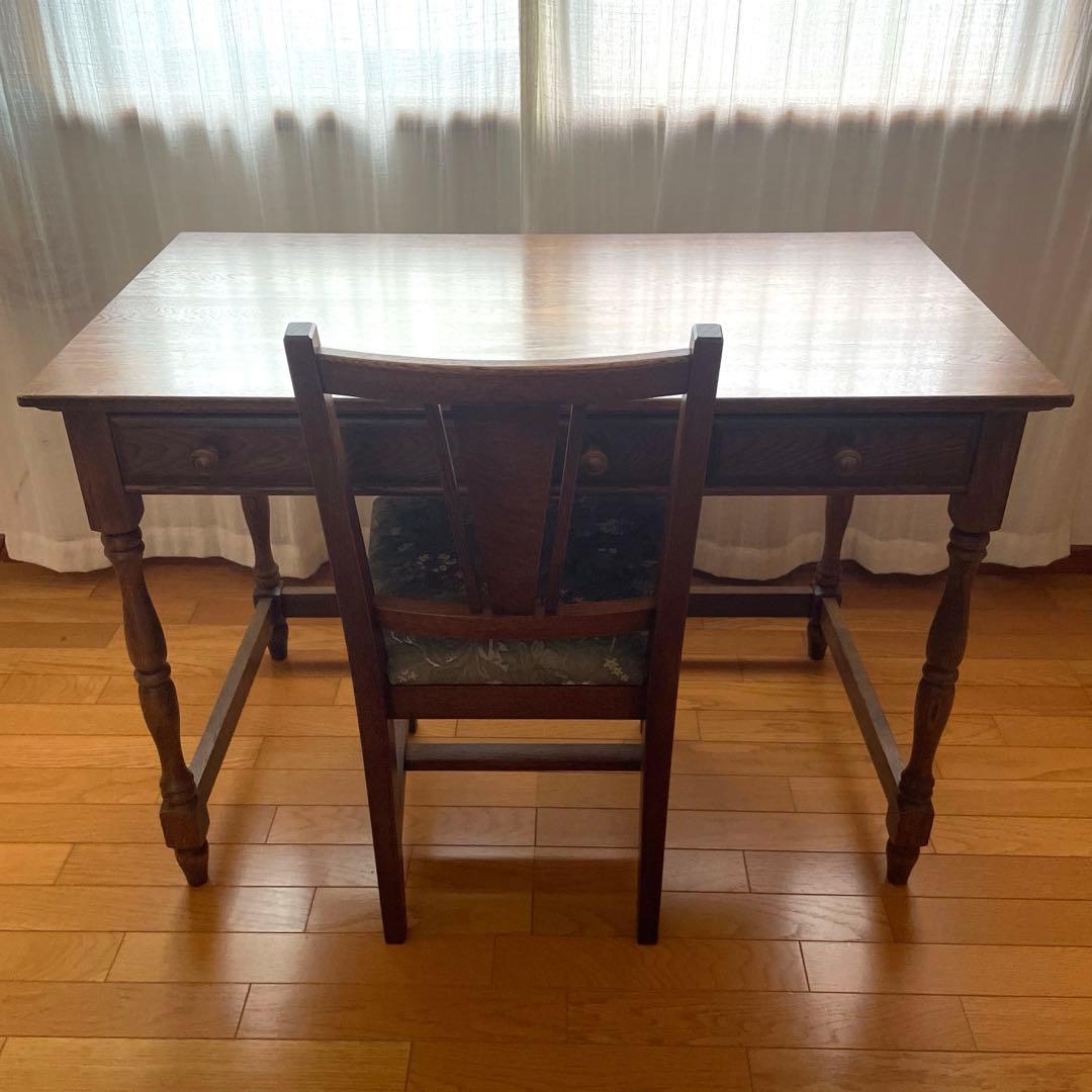 美品】葉山ガーデン 葉山家具 クラシック ナラ材 一枚板 学習机 デスク