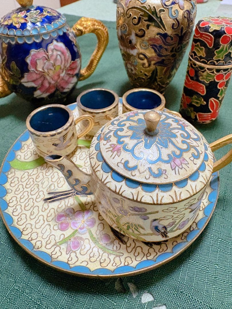 中国ミニ七宝焼茶器セット - メルカリ