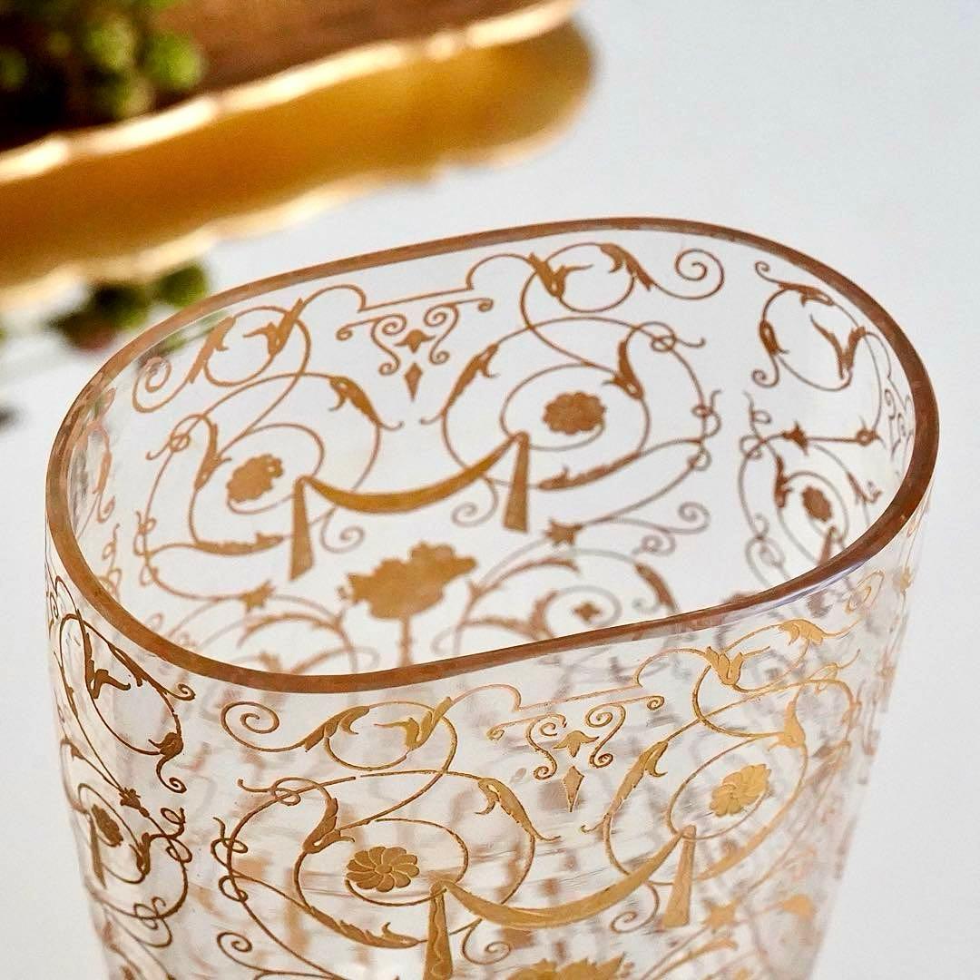 希少☆オールドバカラ ミケランジェロ 花瓶 24金彩 BACCARAT刻印☆美品