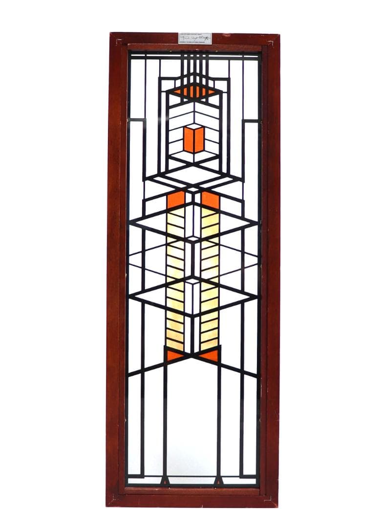 フランクロイドライト財団ヴィンテージステンドグラス縦長ロビーハウス