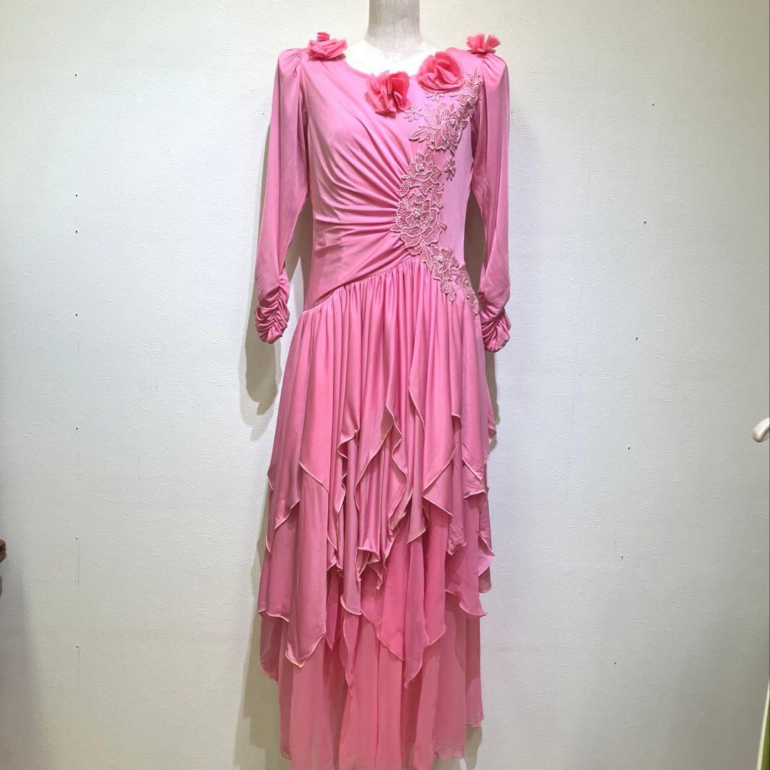 ピンク フラワー装飾 社交ダンスドレス - メルカリ