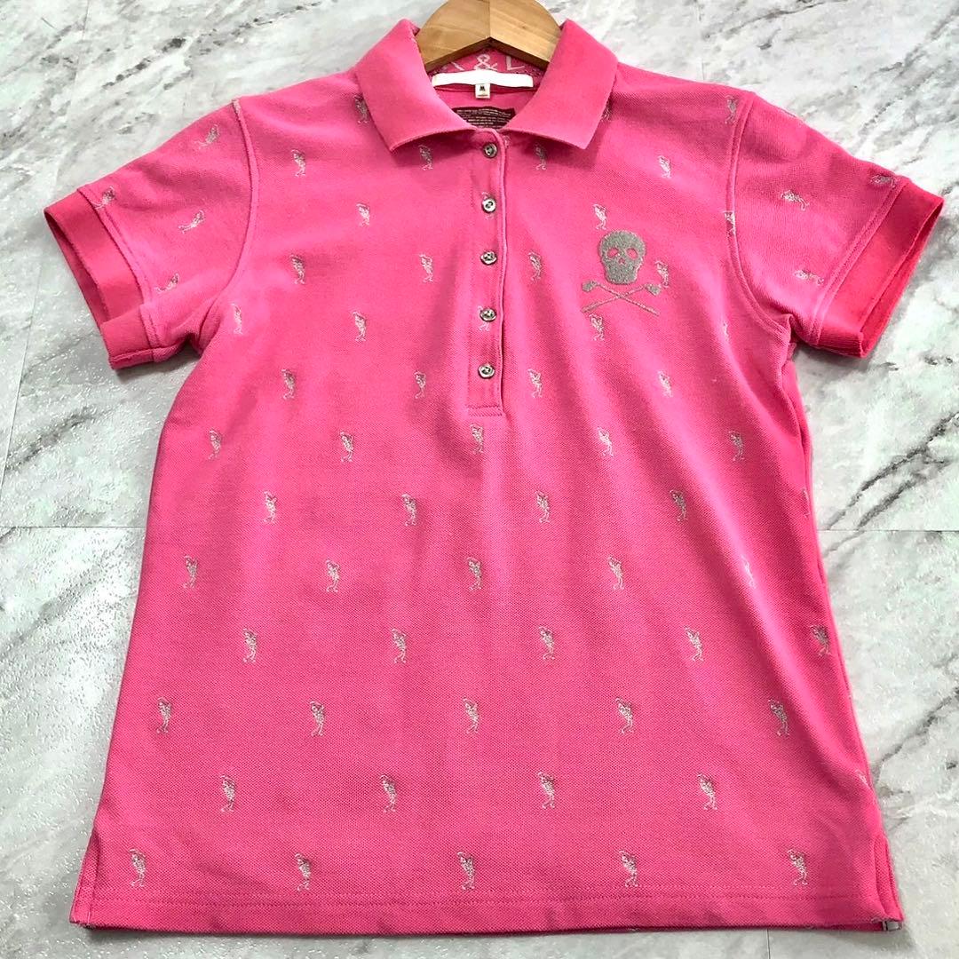 マークアンドロナ ポロシャツ ドクロ ラメ 刺繍 ストレッチ ゴルフ