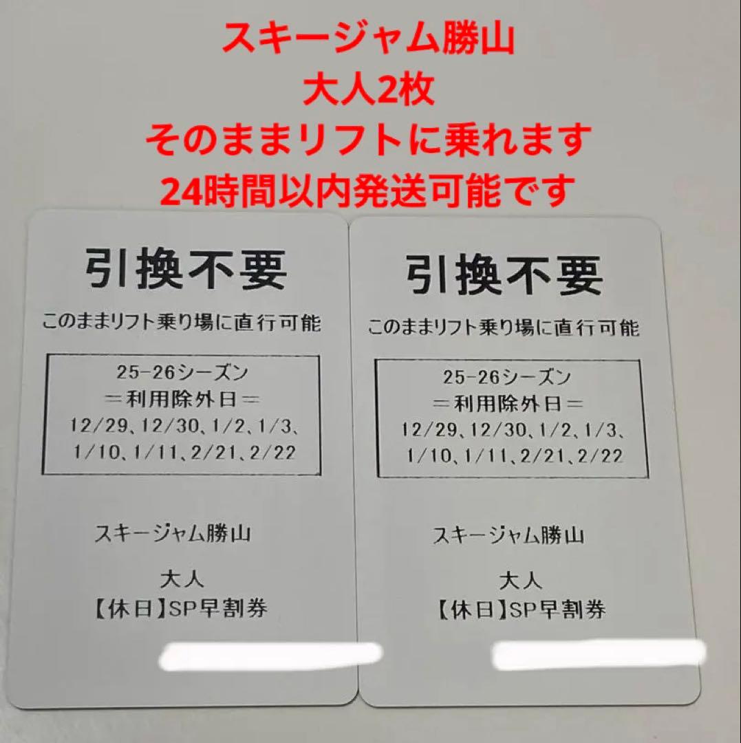 スキージャム勝山 リフト券 大人 2枚セット - メルカリ