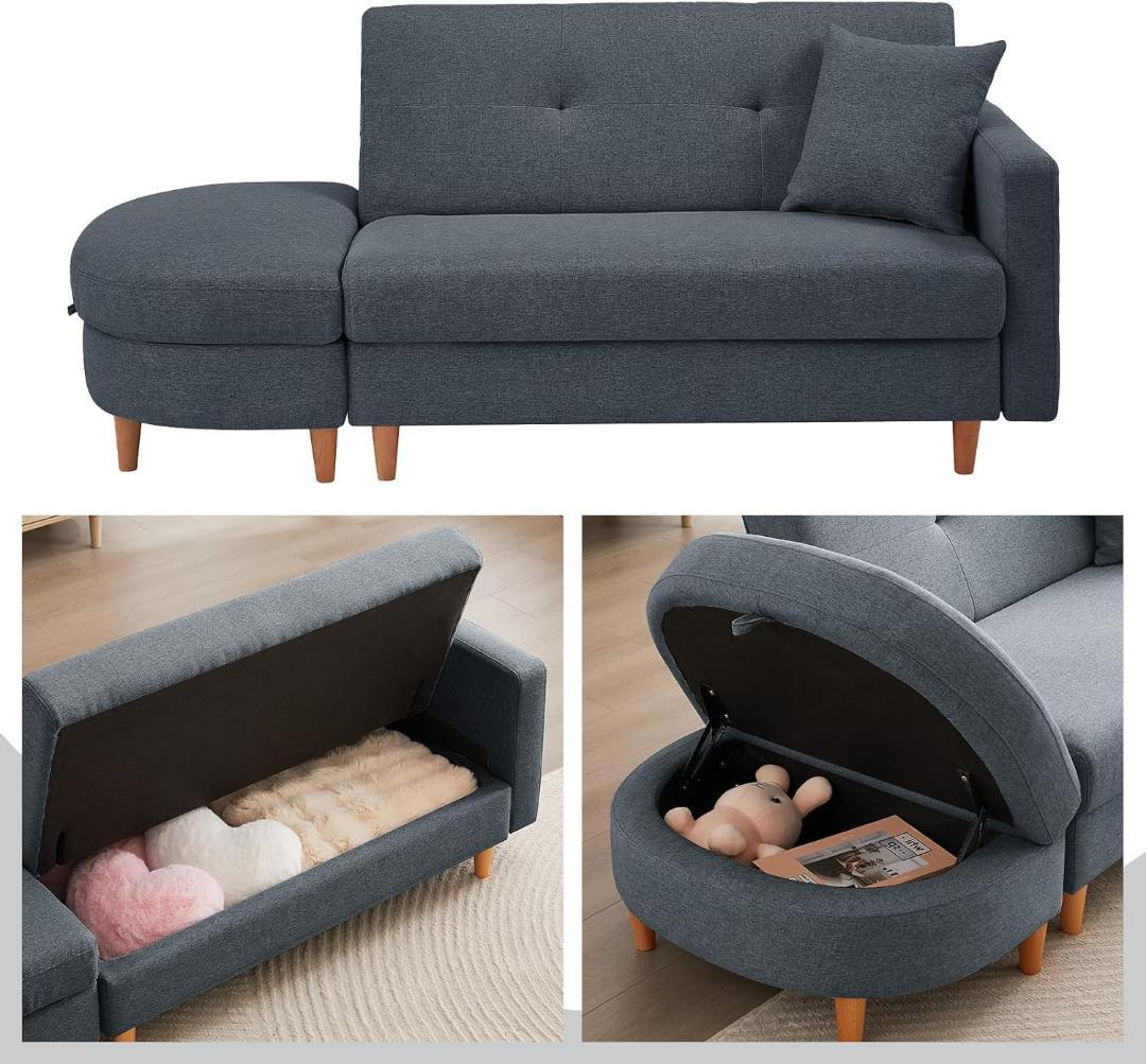 ソファ　ソファーベッド　カウチソファ　2人掛け　オットマン付き　多機能ソファ g118068]【幅178cm】Cody コンセント・オットマン付き2人掛けカウチ