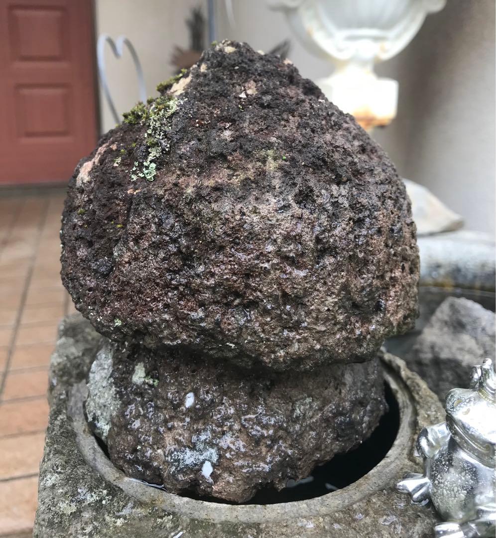 大変古い自然石宝珠・関守石・擬宝珠】造園水石飾り石ガーデニング箱庭