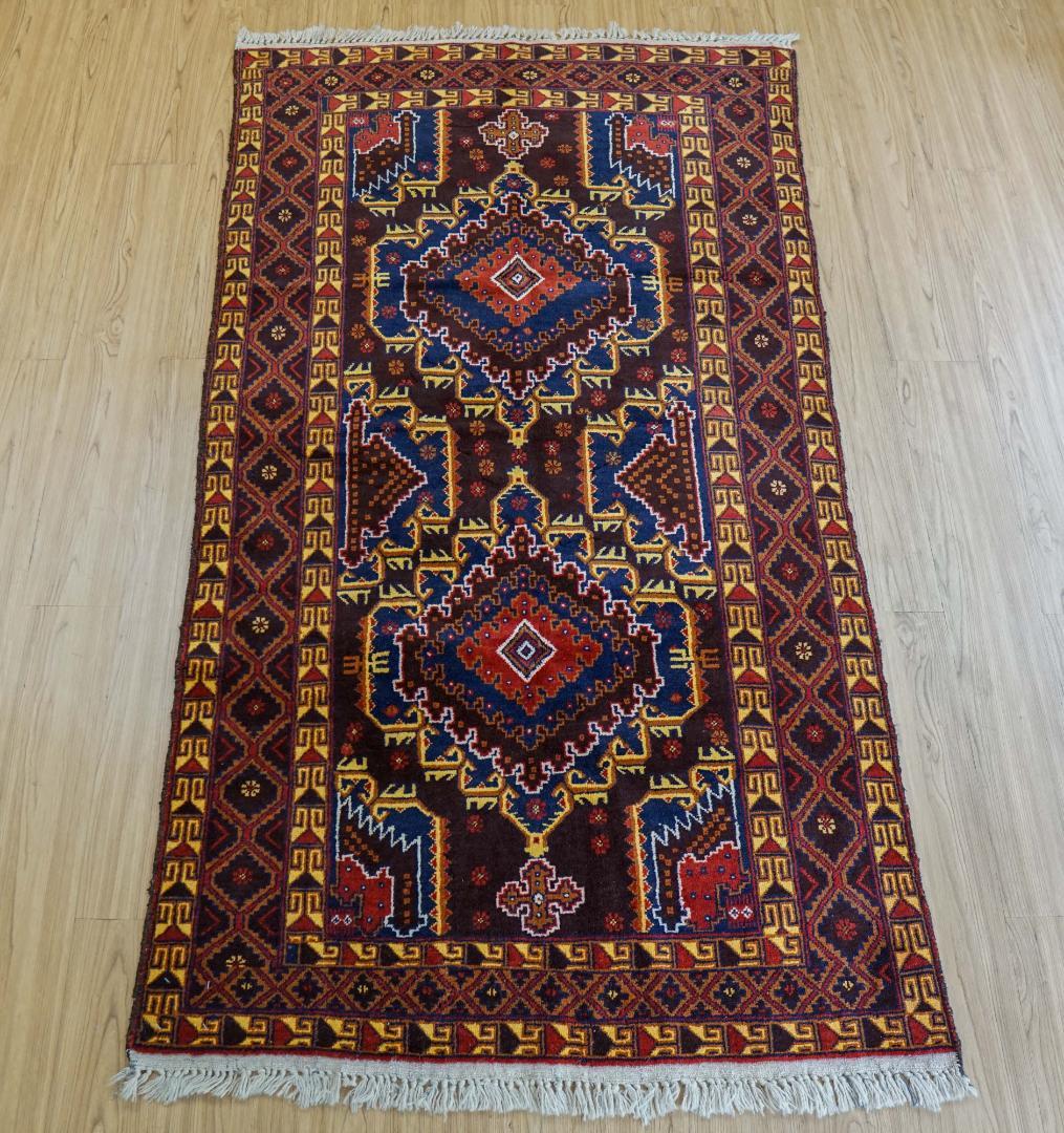 182×102cm トライバルラグ ヴィンテージラグ アフガンラグ バルーチ