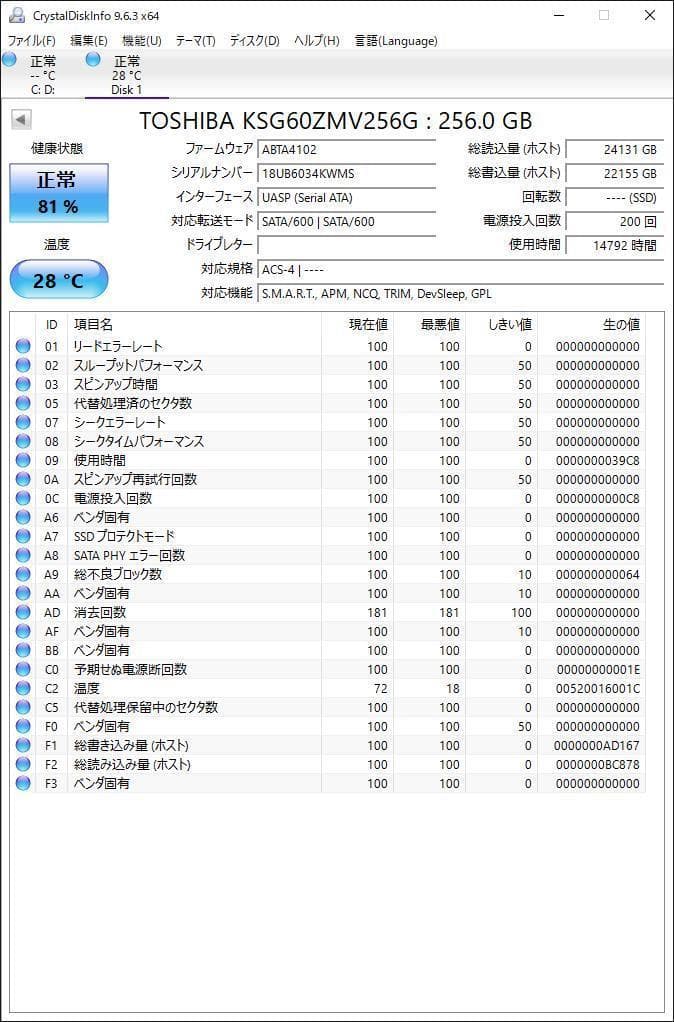 ②-W750-TOSHIBA SATA M.2 256GB SSD 2点 - メルカリ