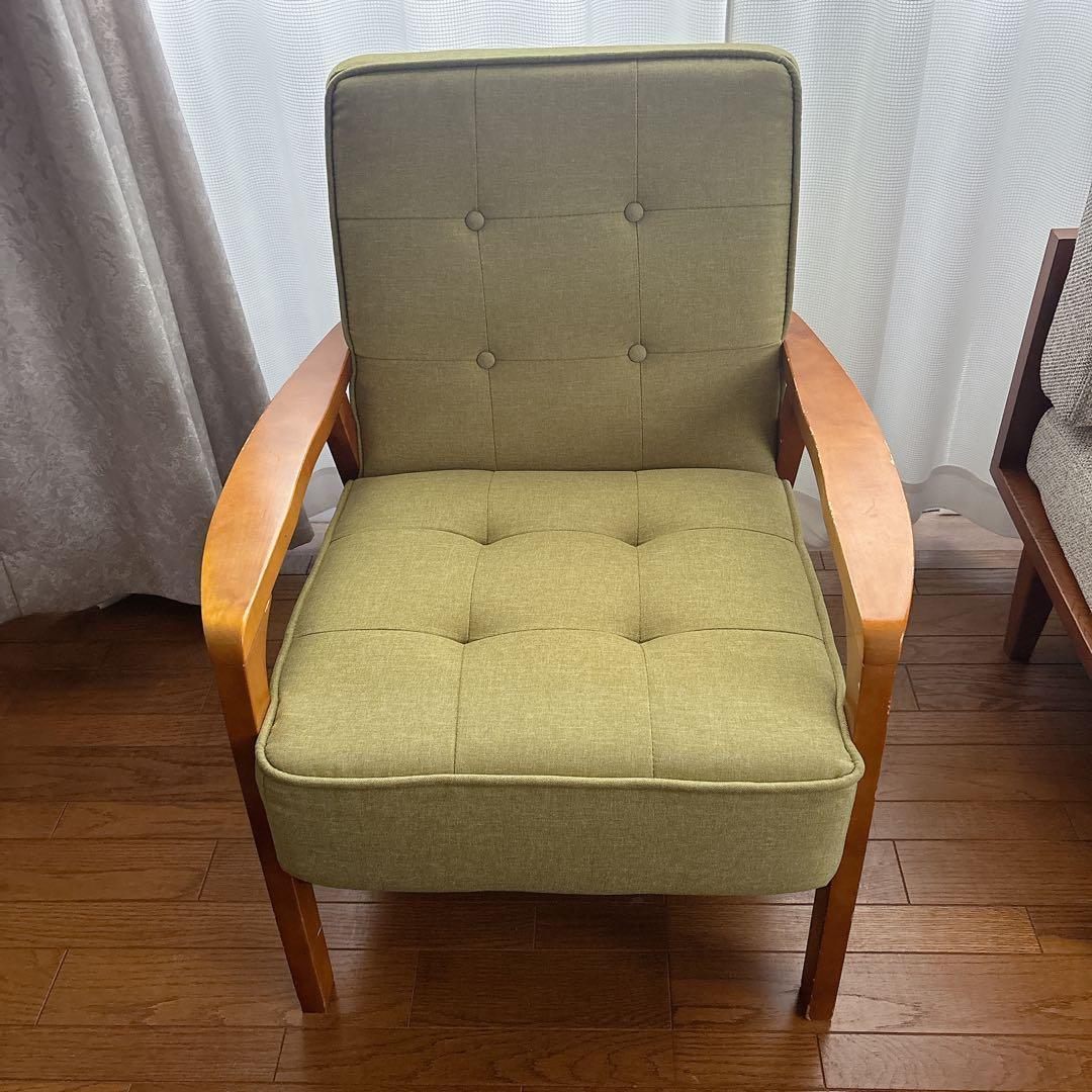 美品】ニトリ 1人掛けソファ ダイニングチェア ルッキ 天然木フレーム