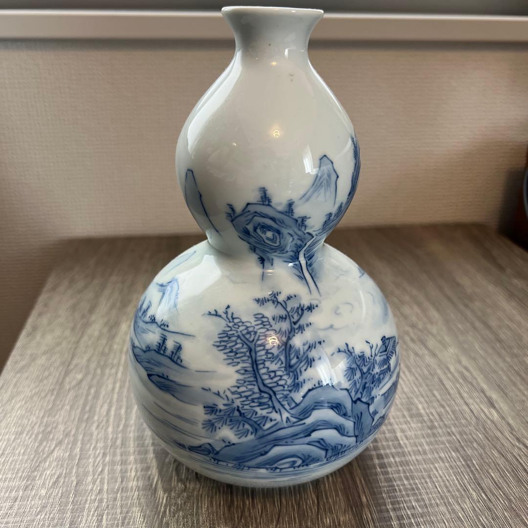 青白磁 二重口 花瓶 山水画 - メルカリ