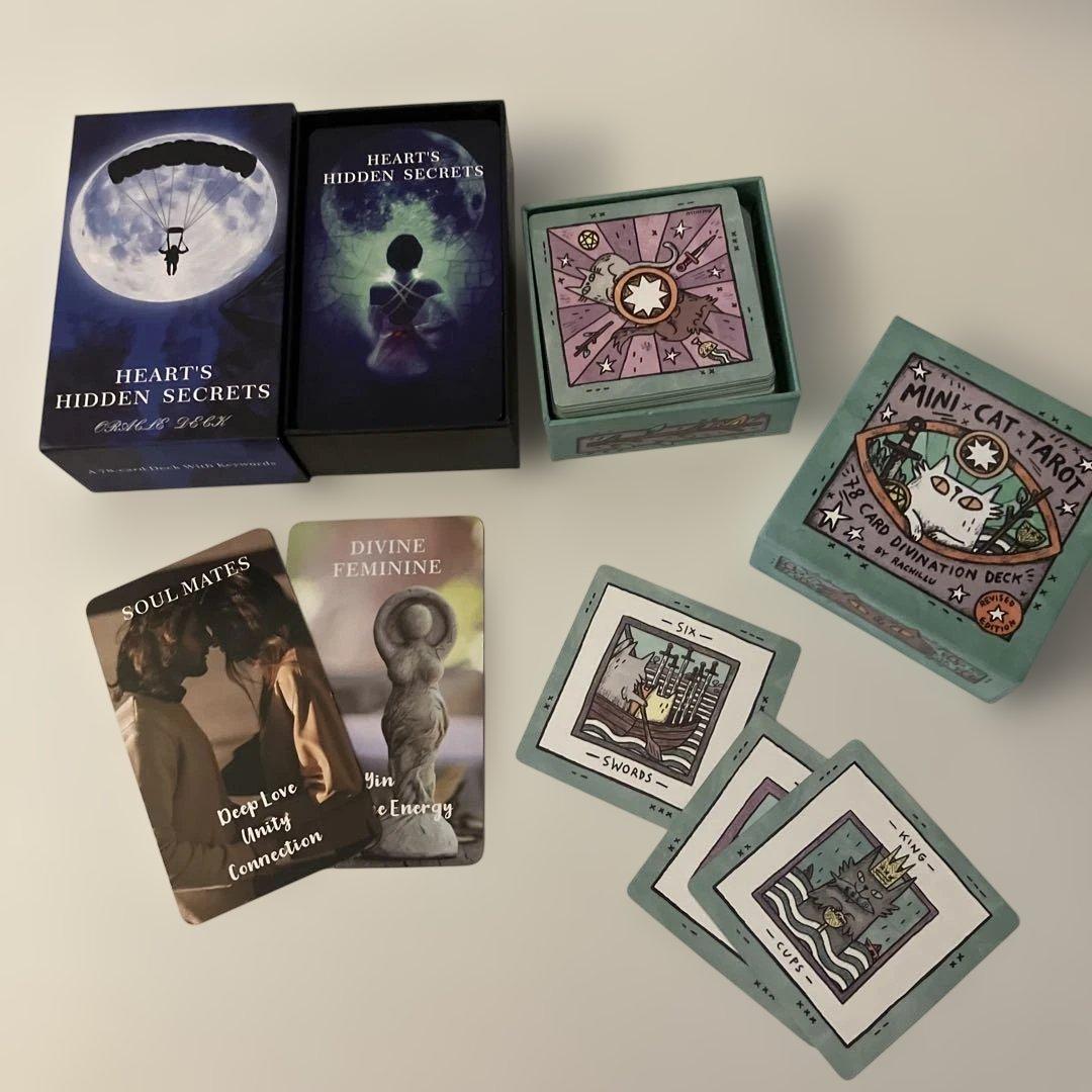 ハロウィンデッキ 猫 正方形 タロットカード 月光 オラクルカード 2個