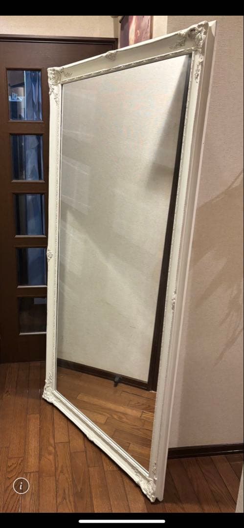 180cm×90cm】姿見、全身鏡、立て掛け、白、ロココ、アイテム番号S-1