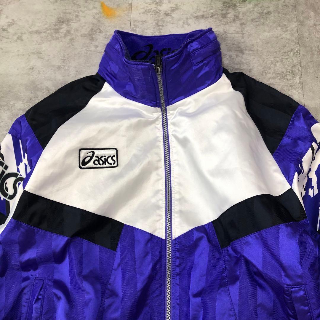 asics ナイロンジャケット 紫 L 80年代 ジャージ 日本製 - メルカリ