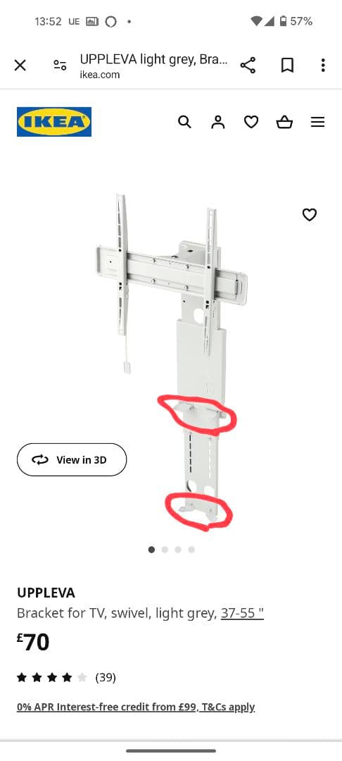 部品欠品 IKEA UPPLEVA ウップレーヴァ テレビ壁掛け 廃盤品 - メルカリ