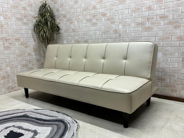 ソファーベッド ベージュ系 レザーファブリック ソファ 新品 大特価